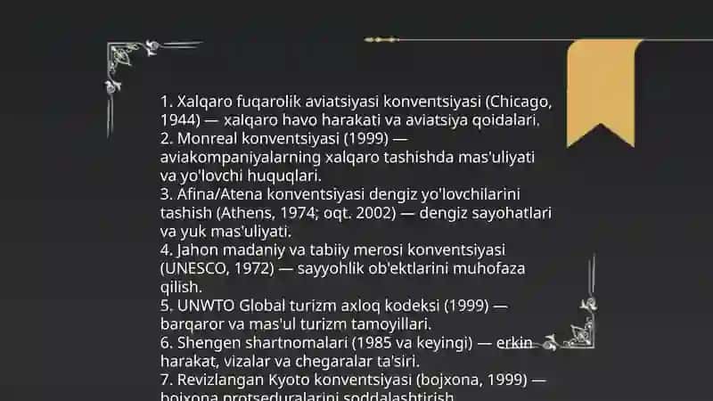 Turizmga oid xalqaro huquqiy va yuridik hujjatlar 3