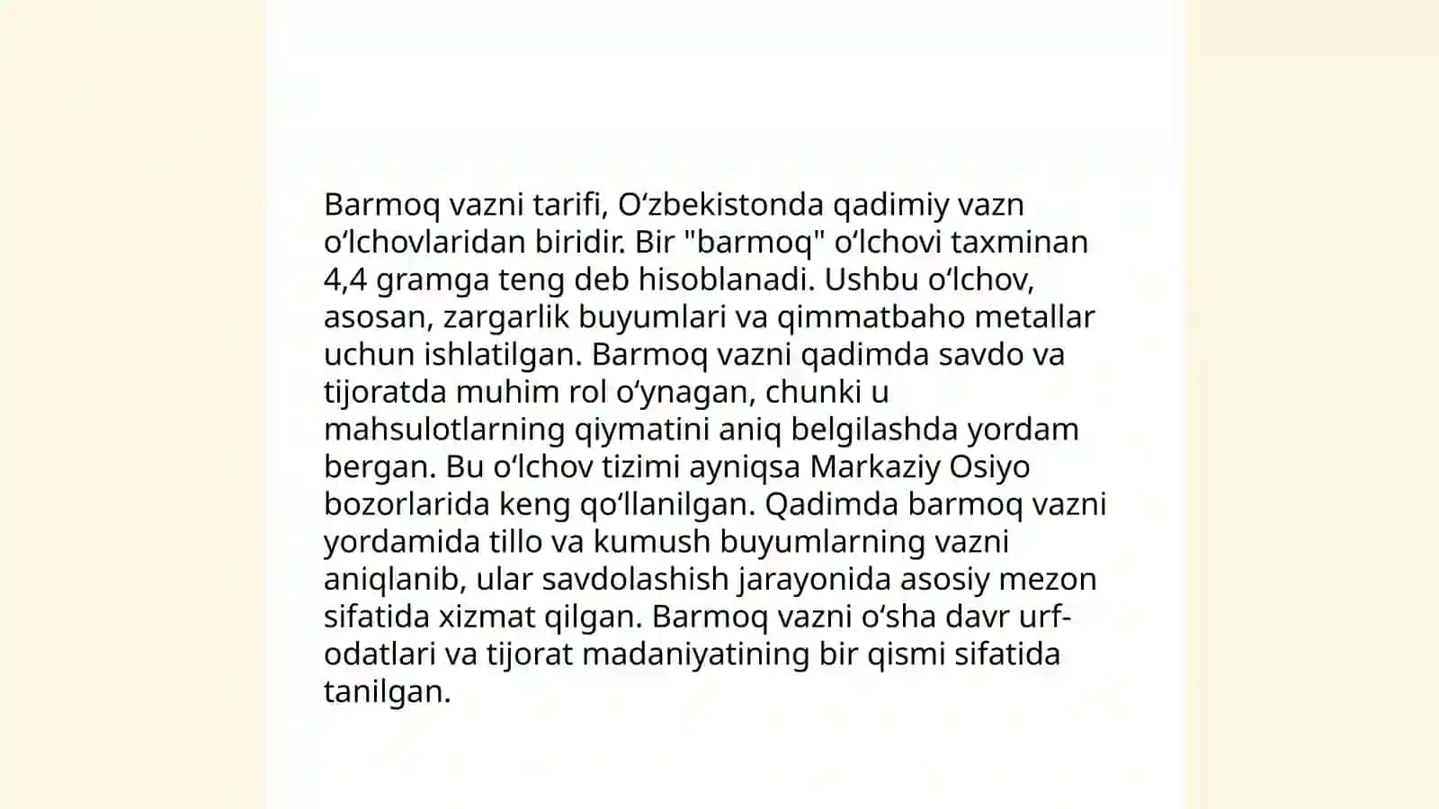 Barmoq vazni tarifi 3