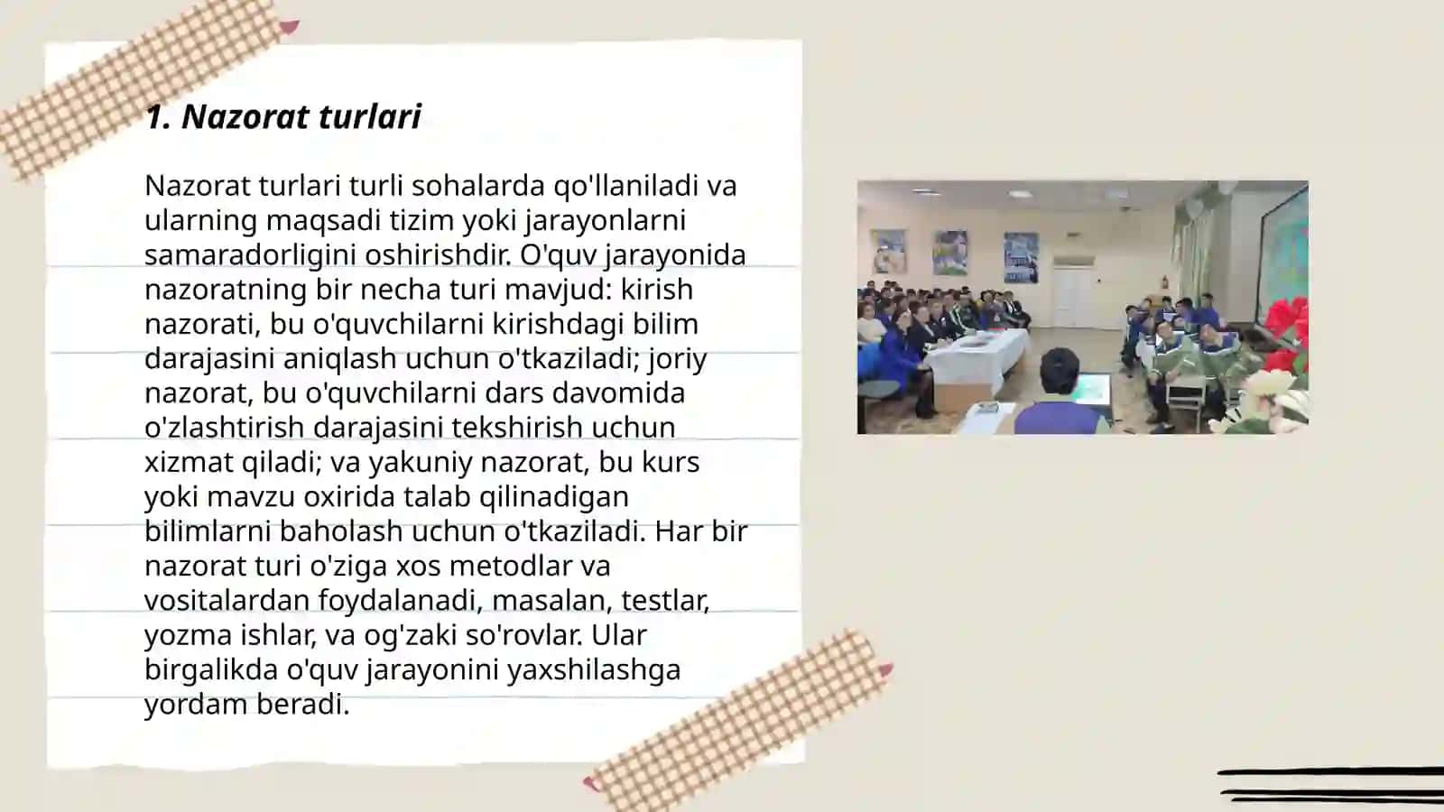 O'quvchilarning bilim, ko'nikma malakalarini nazorat qilish turli shakli va metodlari 3