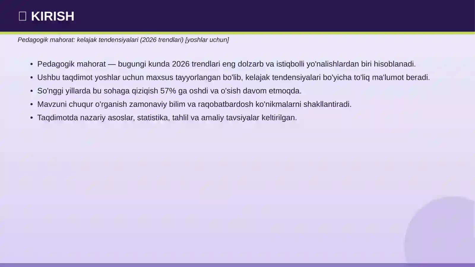 Pedagogik mahorat: kelajak tendensiyalari (2026 trendlari) [yoshlar uchun] 3
