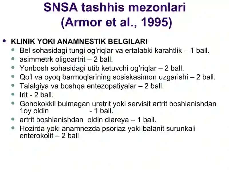 Seronegativ spondiloartritlar (SNSA) 3