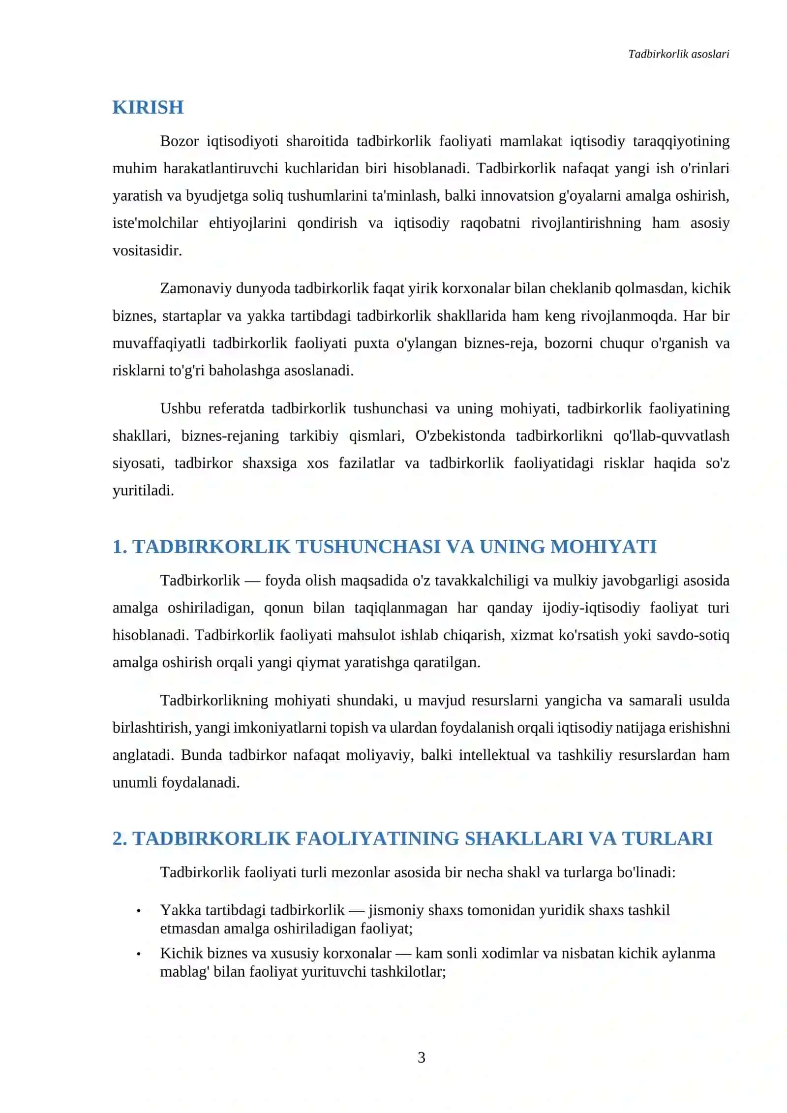 Referat Tadbirkorlik asoslari 3