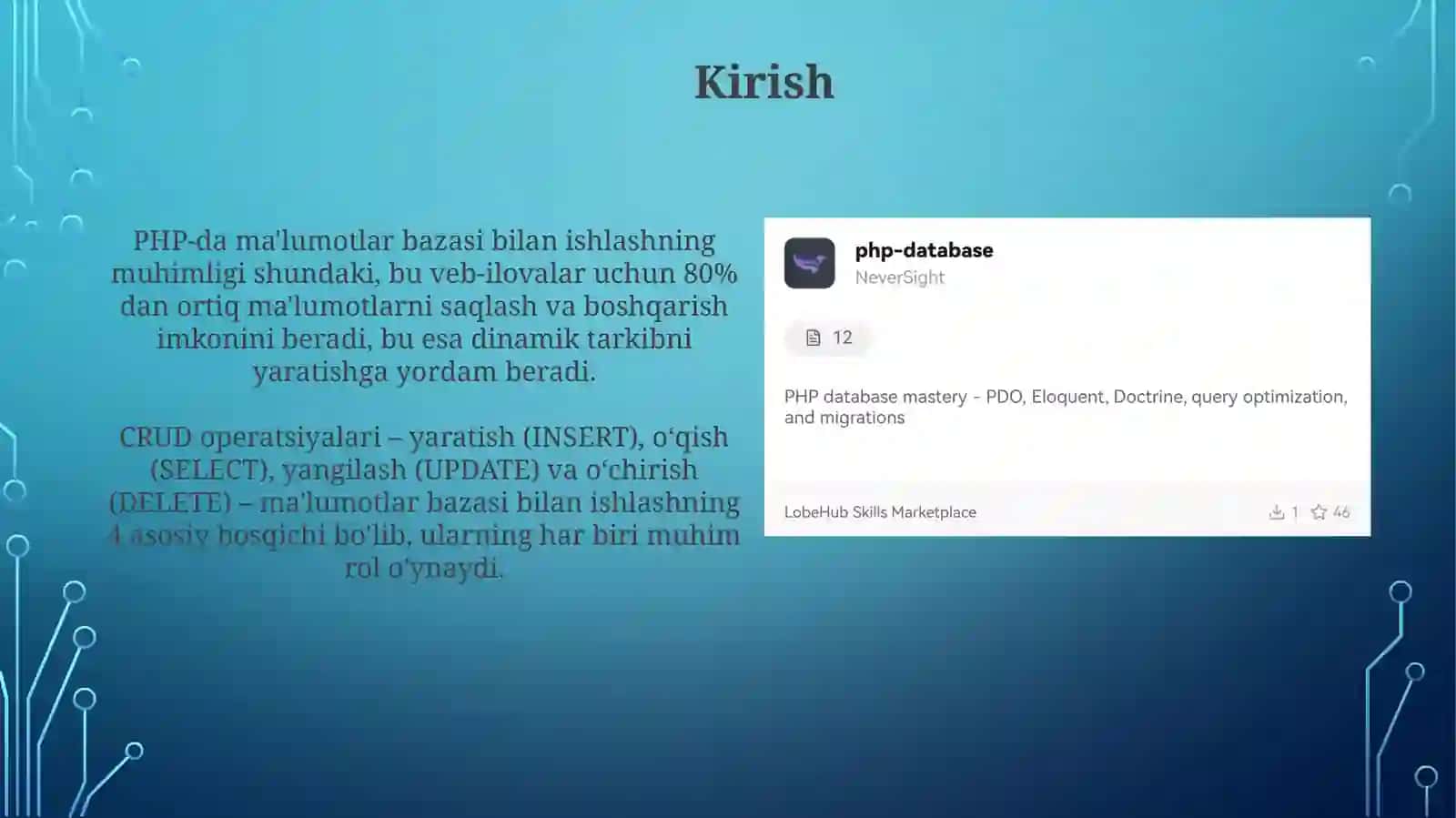 PHPdama'lumotlarbazasibilanishlash(CPUD)amallari 3