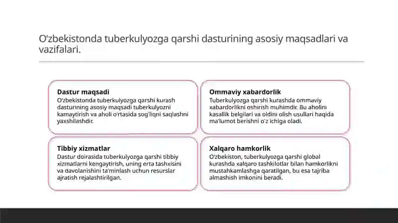 Oʻzbekistonda tuberkulyozga qarshi kurashishning milliy dasturi 3