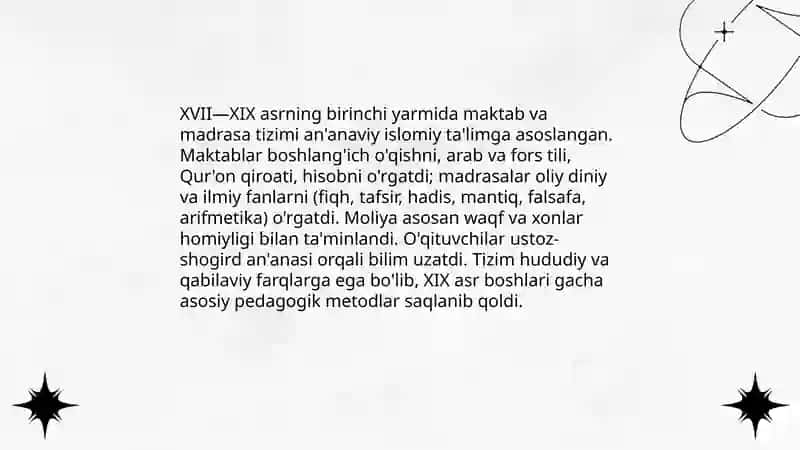 XVII XIX asrning birinchi yarmida tarbiya maktab va pedagogik fikrlar 3