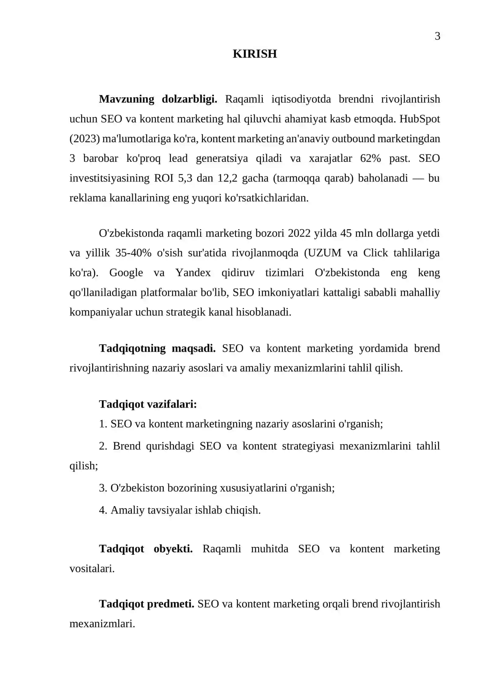 "SEO va kontent marketing orqali brendni rivojlantirish" 3
