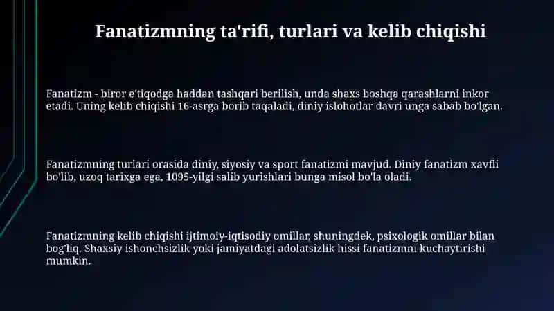 Fanatizmning ta'rifi, turlari va kelib chiqishi 3