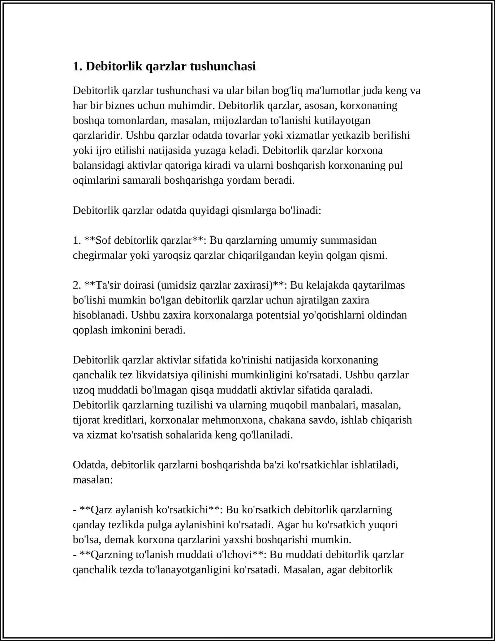 DEBITORLIK VA KREDITORLIK QARZLARINING TAHLILI 3