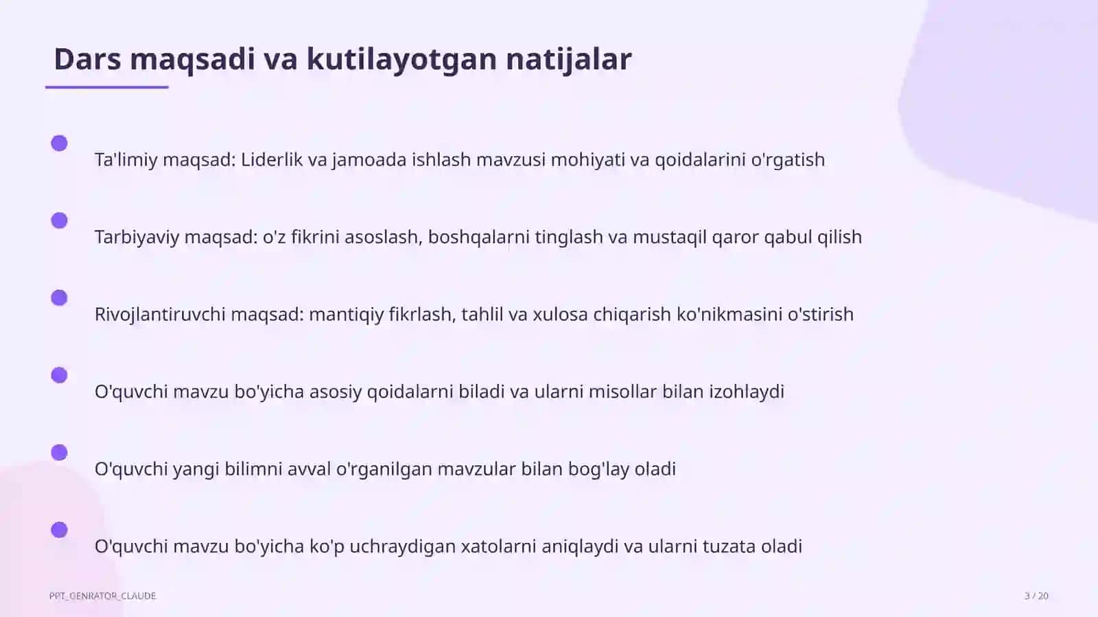 Liderlik va jamoada ishlash (11-sinf) 3