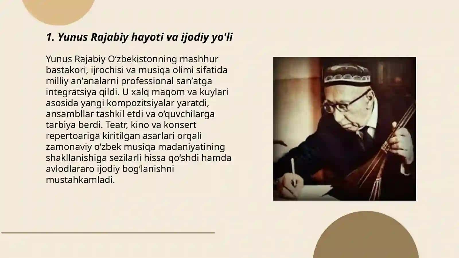 Yunus Rajabiyning o'zbek musiqa madaniyatida tutgan o'rni 3
