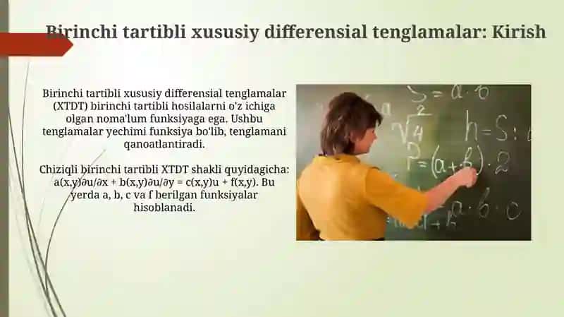 Birinchi tartibli xususiy differensial tenglamalar (XTDT) 3