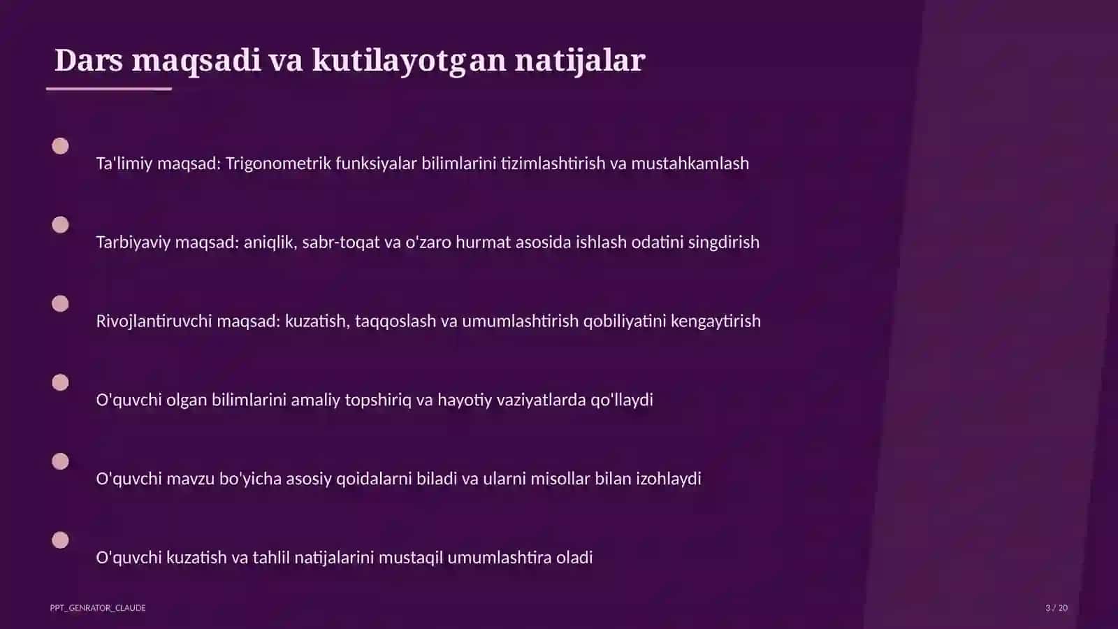 Trigonometrik funksiyalar (10-sinf) 3