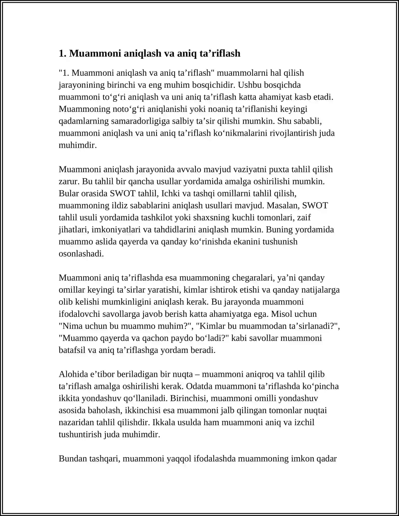 MUAMMOLARNI HAL QILISH (PROBLEM-SOLVING) 3