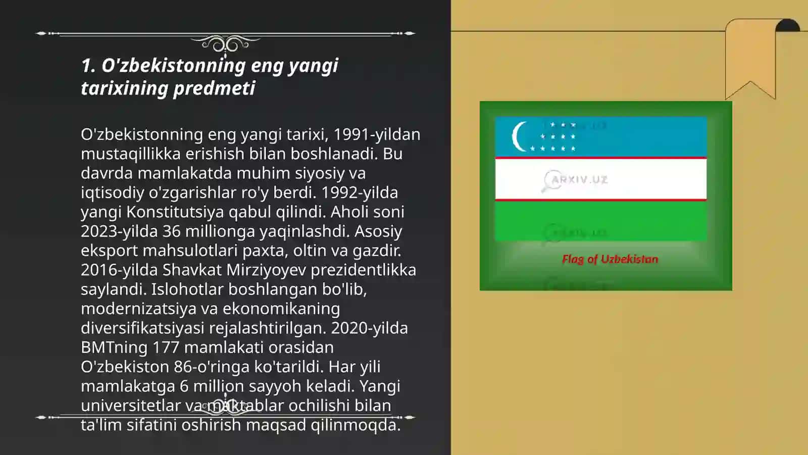 O'zbekistonning eng yangi tarixi fanining predmeti 3