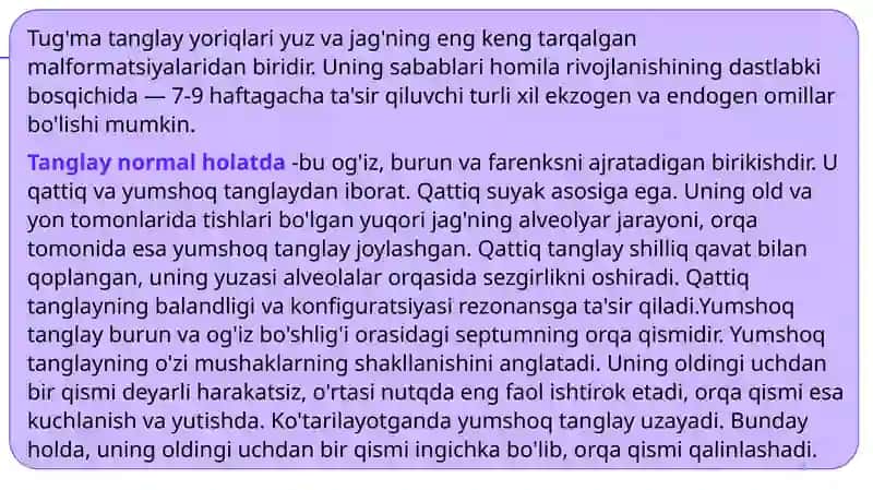 Normada va tug’ma tanglay yoriqliklarida tanglay-halqum birikish mexanizmi 3
