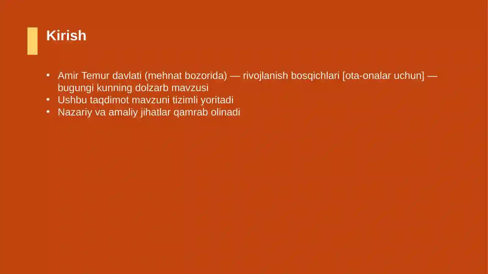 Amir Temur davlati (mehnat bozorida) — rivojlanish bosqichlari [ota-onalar uchun] 3