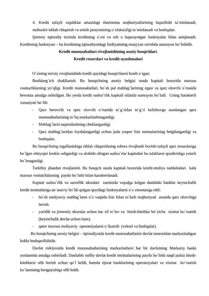 Kreditning funksiyalari va turlari 3
