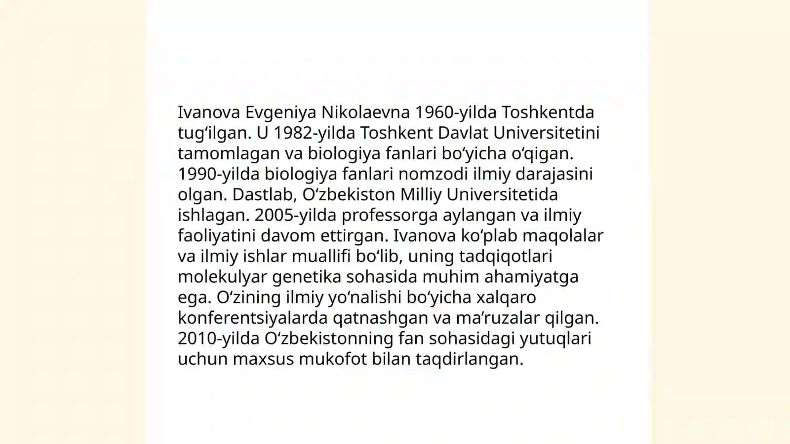 Ivanova Evgeniya Nikolaevnaning biologiya fanlari yutuqlari 3