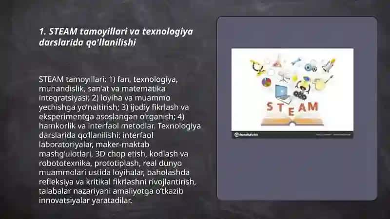 Texnologiya darslarini tashkil etishda STEAM yondashuv 3