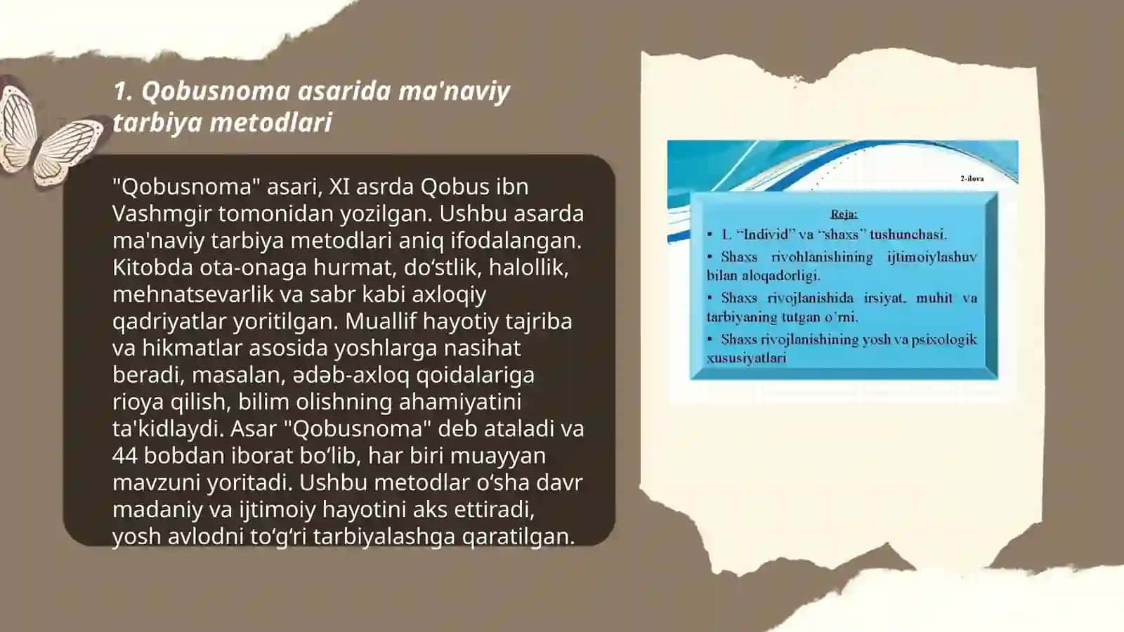 Qobusnoma asarida barkamol inson tarbiyasida qoʻllaniladigan metod va usullarning ifodalanishi 3