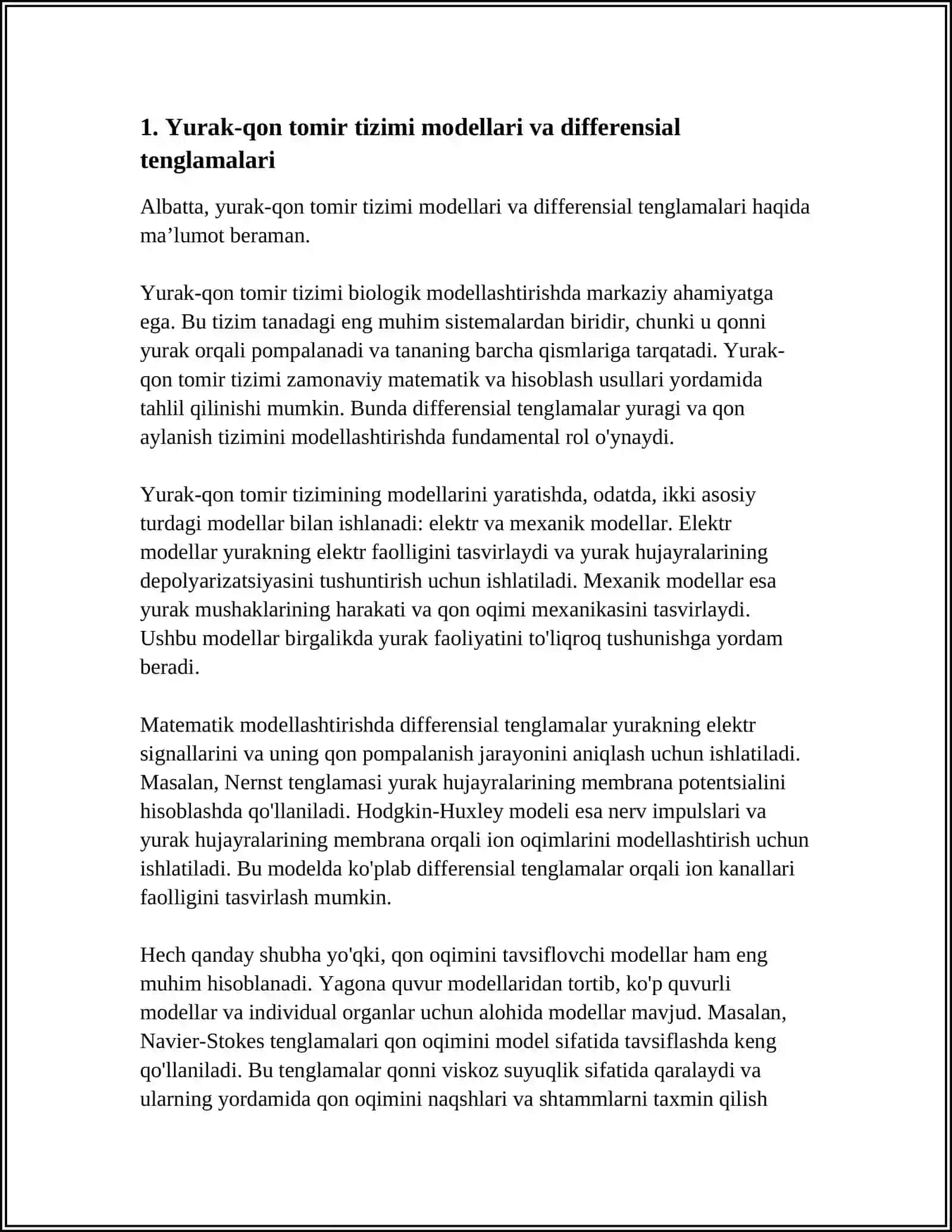 TIBBIY BIOLOGIK MAZMUNDAGI DIFFERSIAL TENGLAMALAR TUZISH VA YECHISH 3