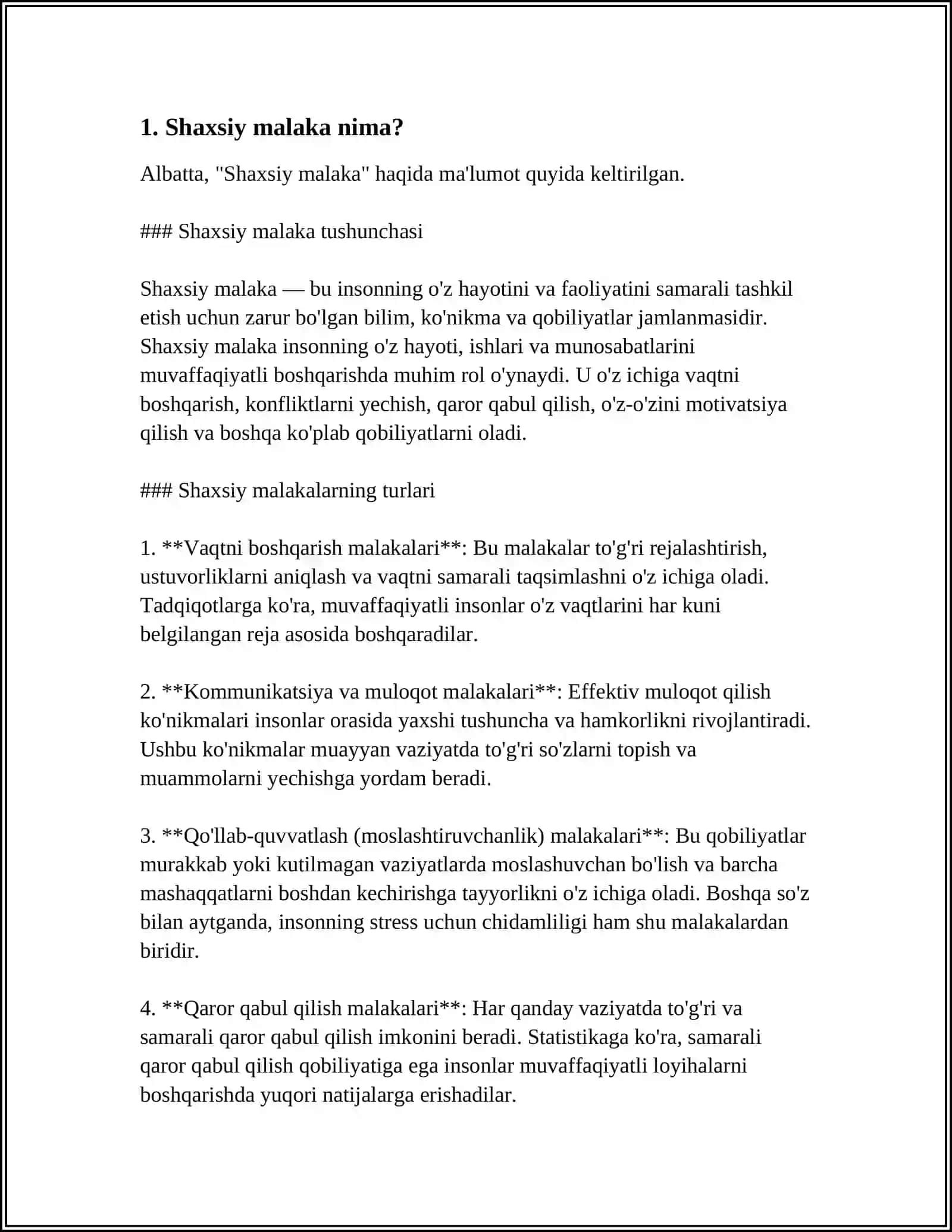 SHAXSNI MALAKA VA ODATLARI 3