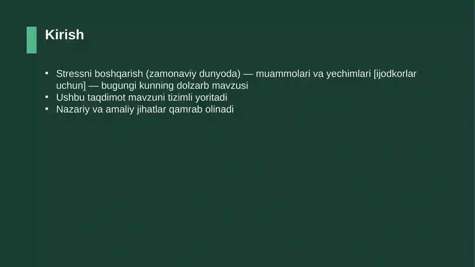 Stressni boshqarish (zamonaviy dunyoda) — muammolari va yechimlari [ijodkorlar uchun] 3