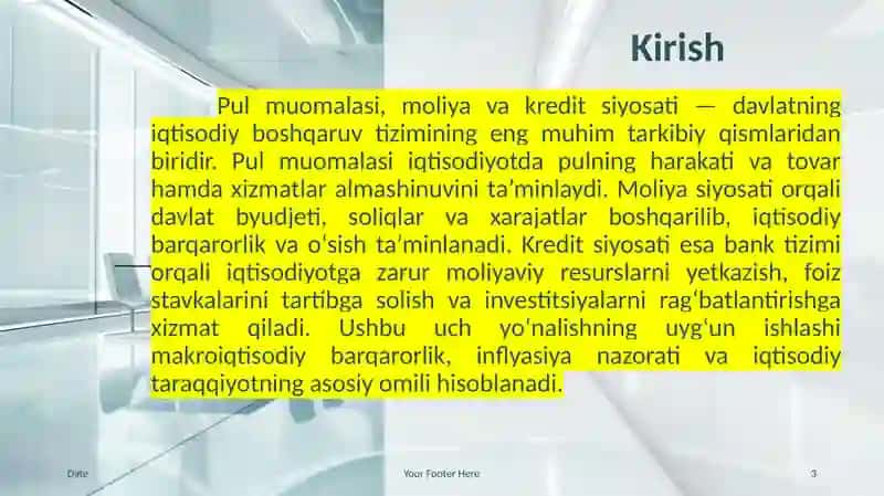 Pul muomilasi moliya va kredit siyosati 3