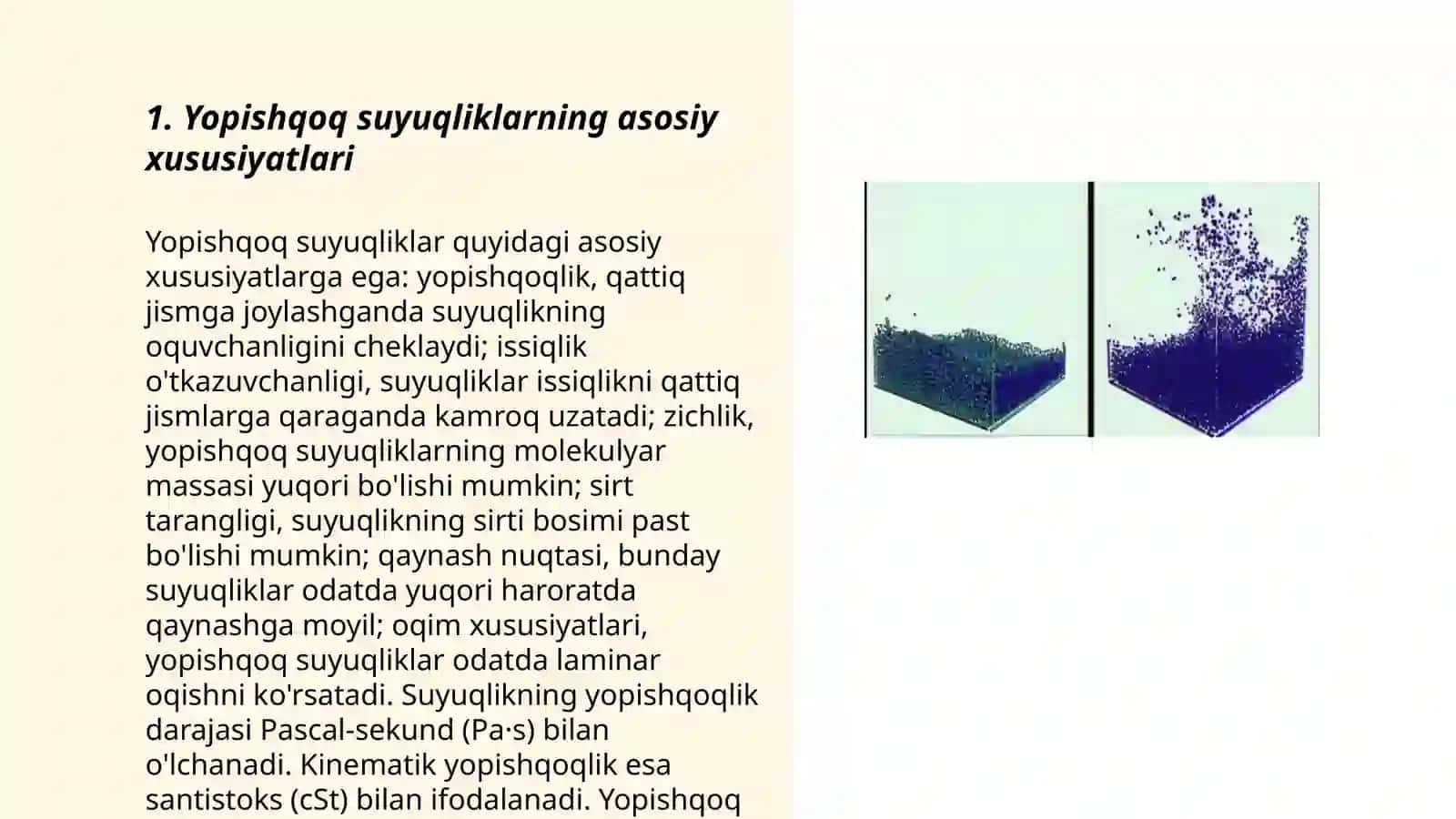 Yopishqoq suyuqliklarning asosiy xususiyatlari 3