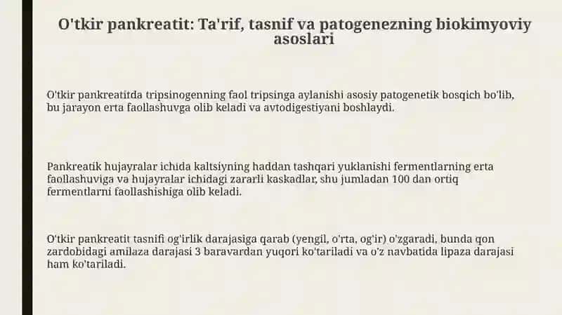 O'tkir pankreatit kelib chiqishni biokimyoviy asoslari 3