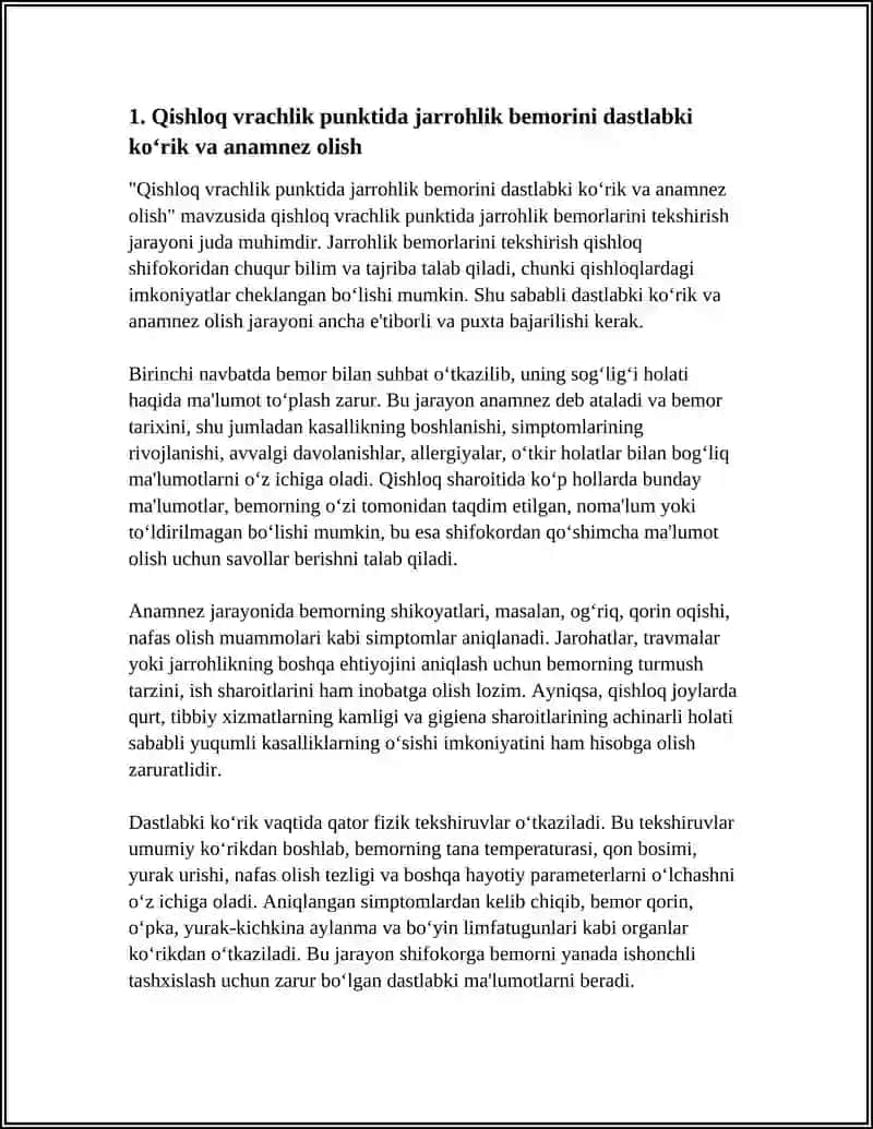 QISHLOQ VRACHLIK PUNKTIDA XIRURGIK BEMORLARNI TEKSHIRISH 3