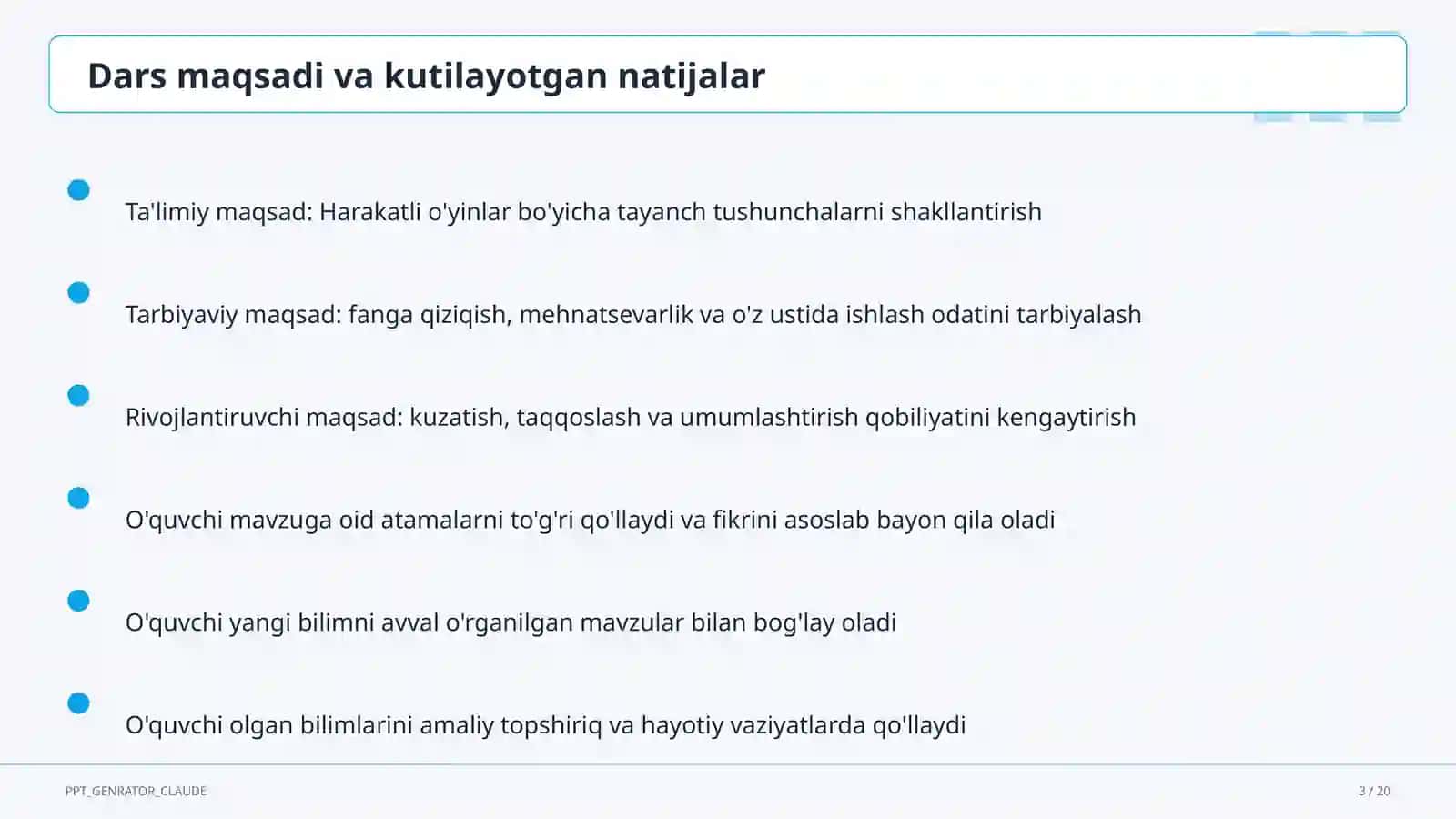 Harakatli o'yinlar (1-sinf) 3