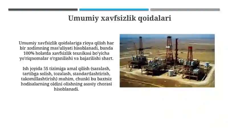 Ishlab chiqarish maydonlarida mehnat xavfsizligi to'g'risida yo'riqnomalarni o'rganish 3