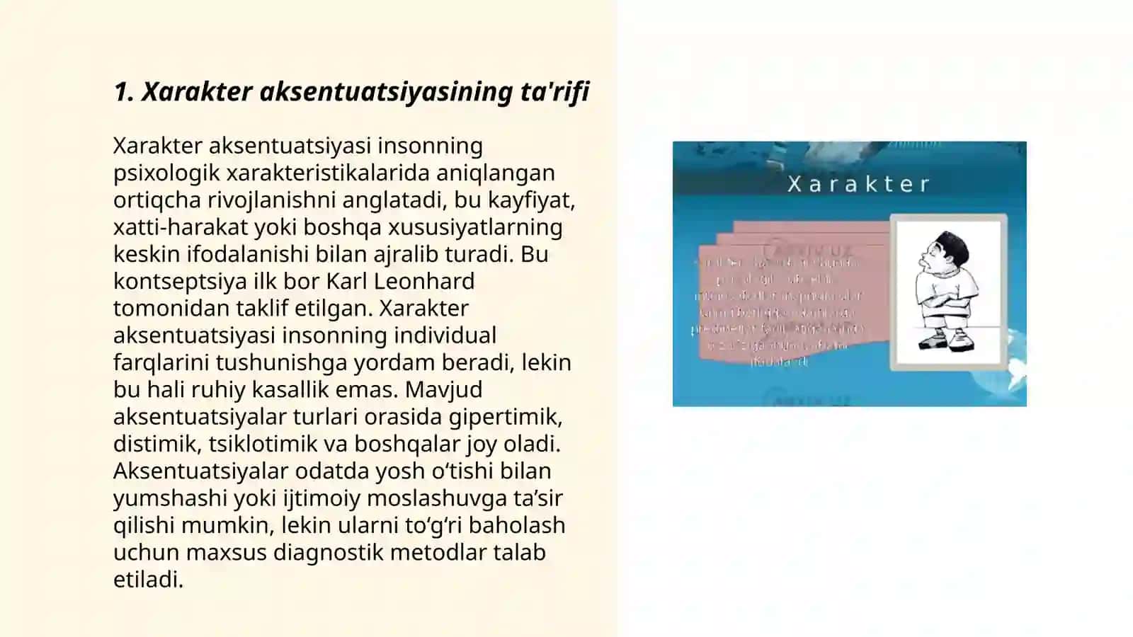 Xarakter aksentuatsiyasi mavzusida slayd 3