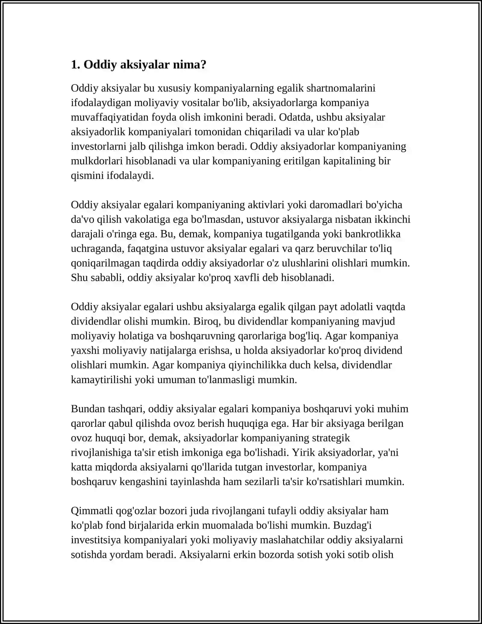 ODDIY VA IMTIYOZLI AKSIYALAR 3