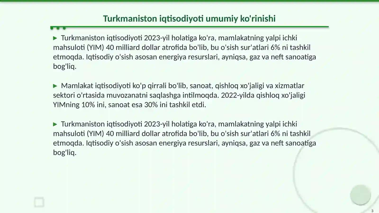 Turkmaniston iqtisodiyoti 3