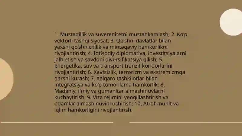 O'zbekistonning xalqaro aloqalari va jahon hamjamiyatidagi o'rni 3
