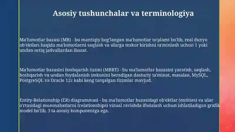 Ma'lumotkarbazasinishakllantirishtexnologiyasi 3
