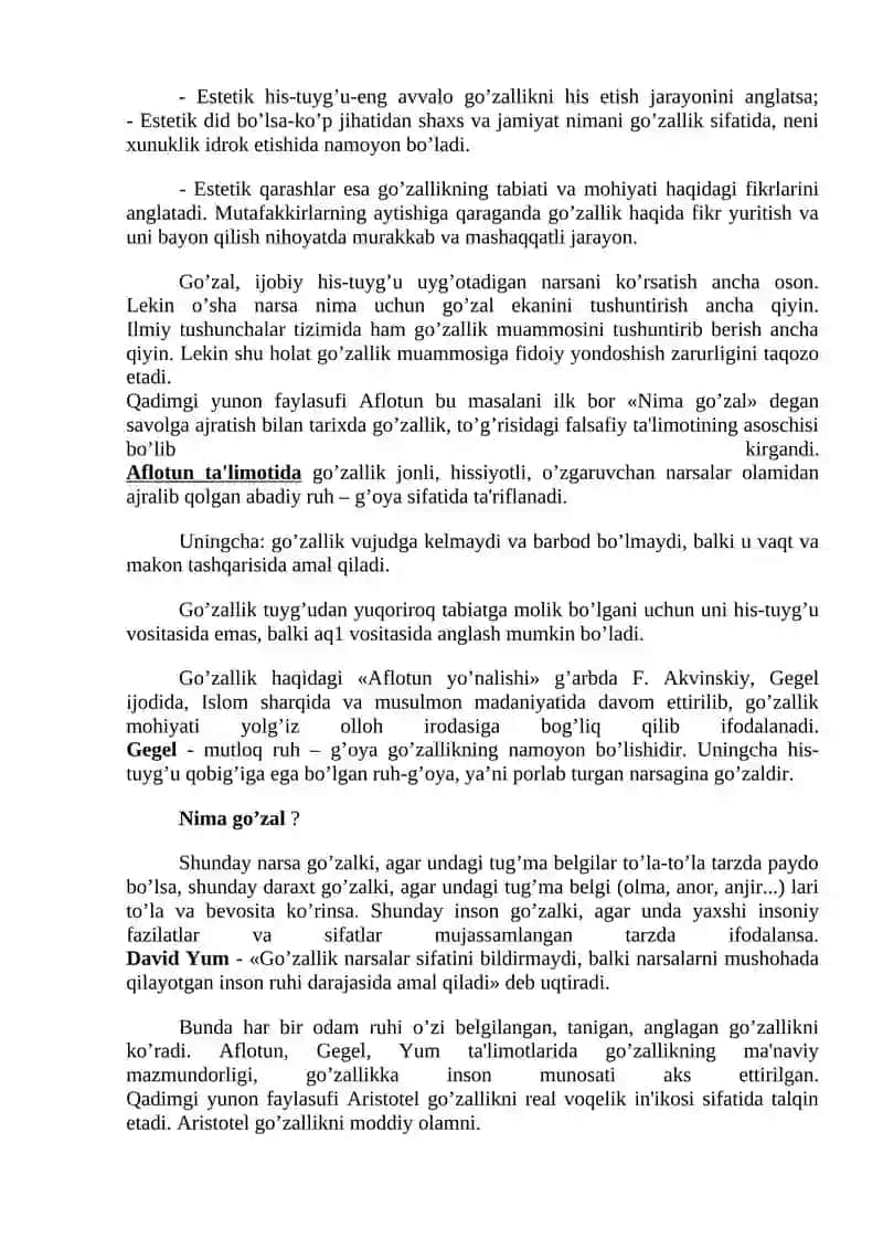 ESTETIKANING ASOSIY KATEGORIYALARI (TUSHUNCHALARI) 3