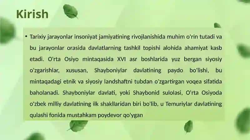 SHAYBONIYLAR DAVLATINING TASHKIL TOPISHI 3