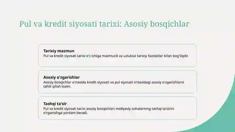Pul va Kredit Siyosati Tarixi va O'zgarishlari 3