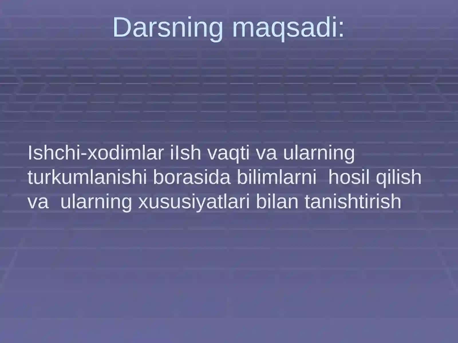 Ish vaqti sarfining turkumlanishi (klassifikatsiyasi) 3