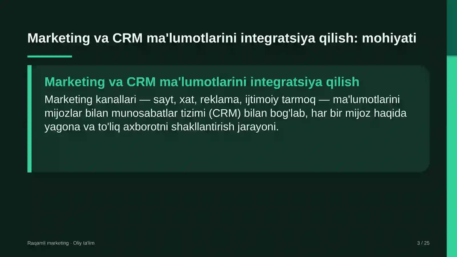 to'lov tashkilotlarida marketing va crm ma'lumotlarini integratsiya qilish 5486 3