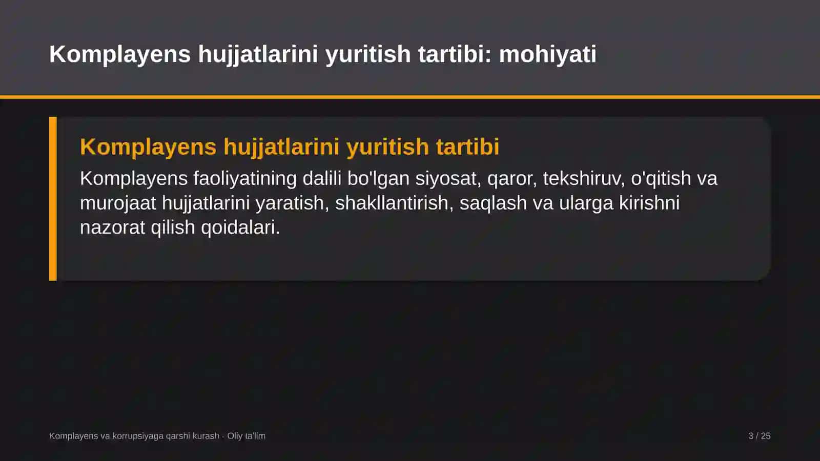 davlat korxonalarida komplayens bo'yicha hujjatlarni yuritish tartibi 9290 3