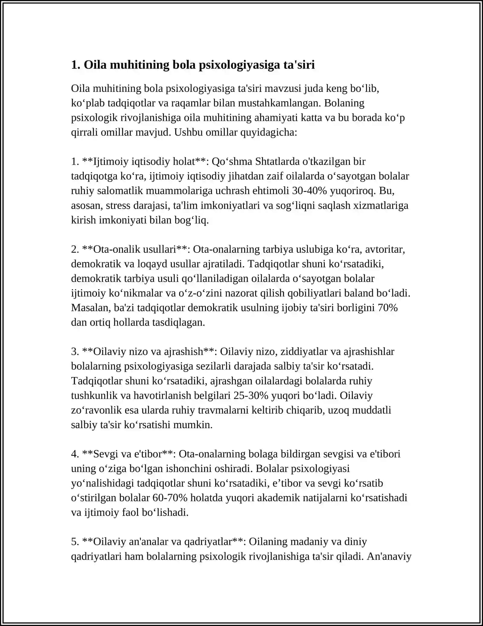 Oila muhitining bola psixologiyasiga ta'siri 3