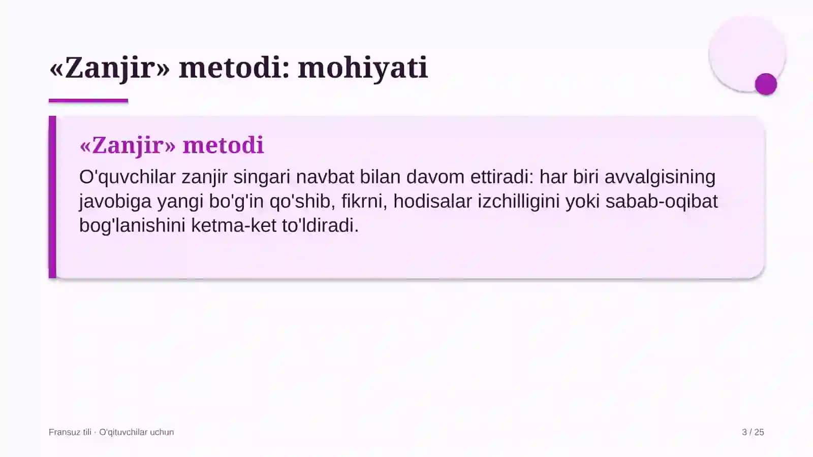 fransuz tili darslarida zanjir metodidan foydalanish 3338 3