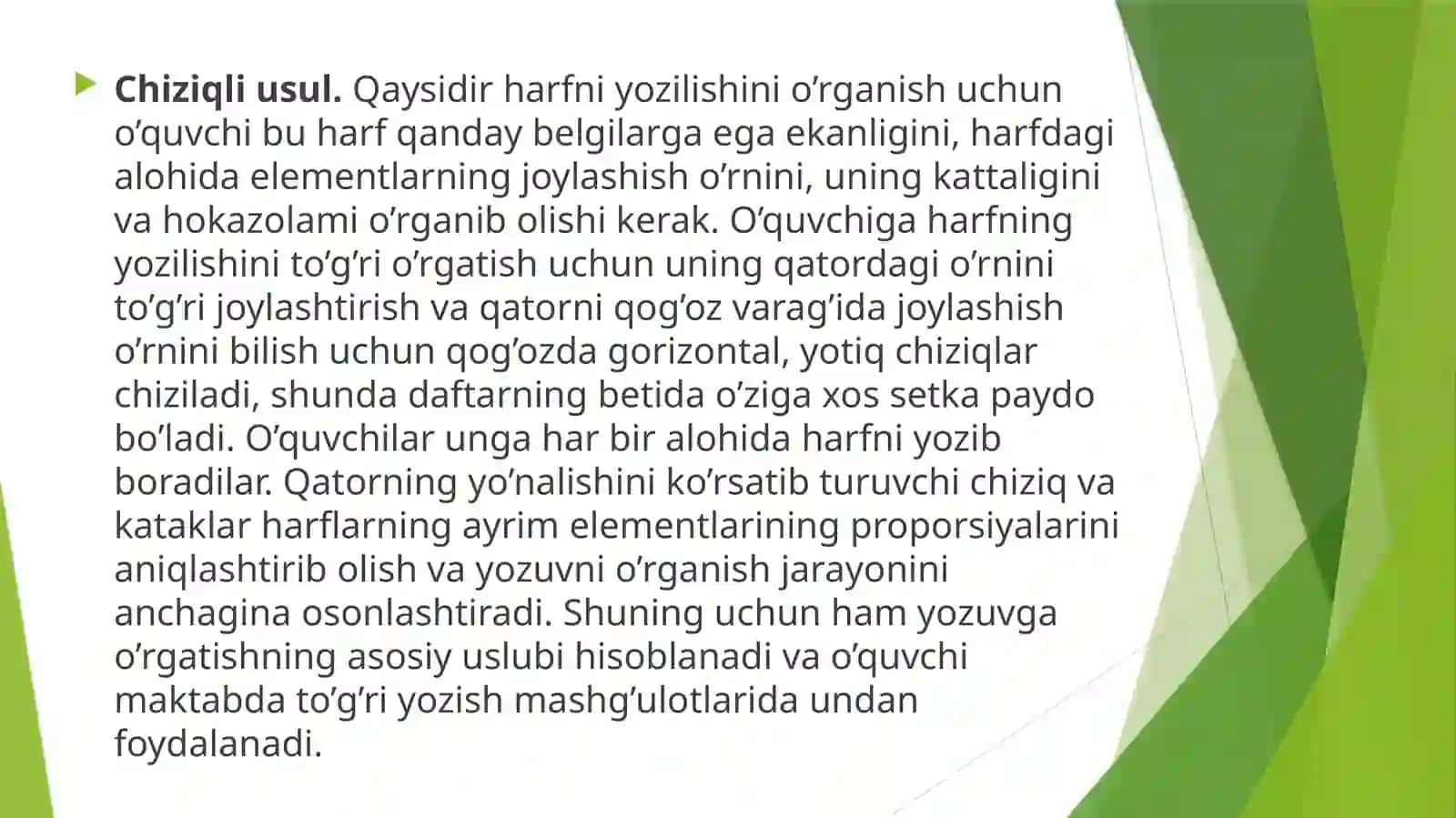 Husnixatga o‘rgatish usullari 3
