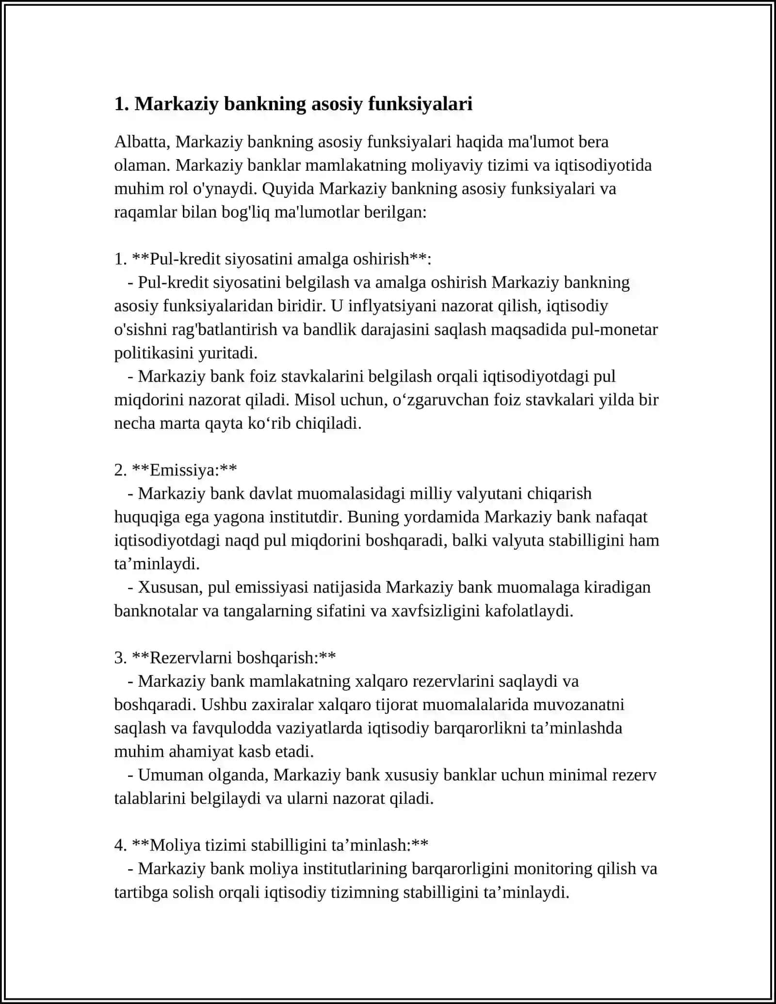 MARKAZIY BANK VA TIJORAT BANKLARINING ROLI VA O'ZARO ALOQALARI 3