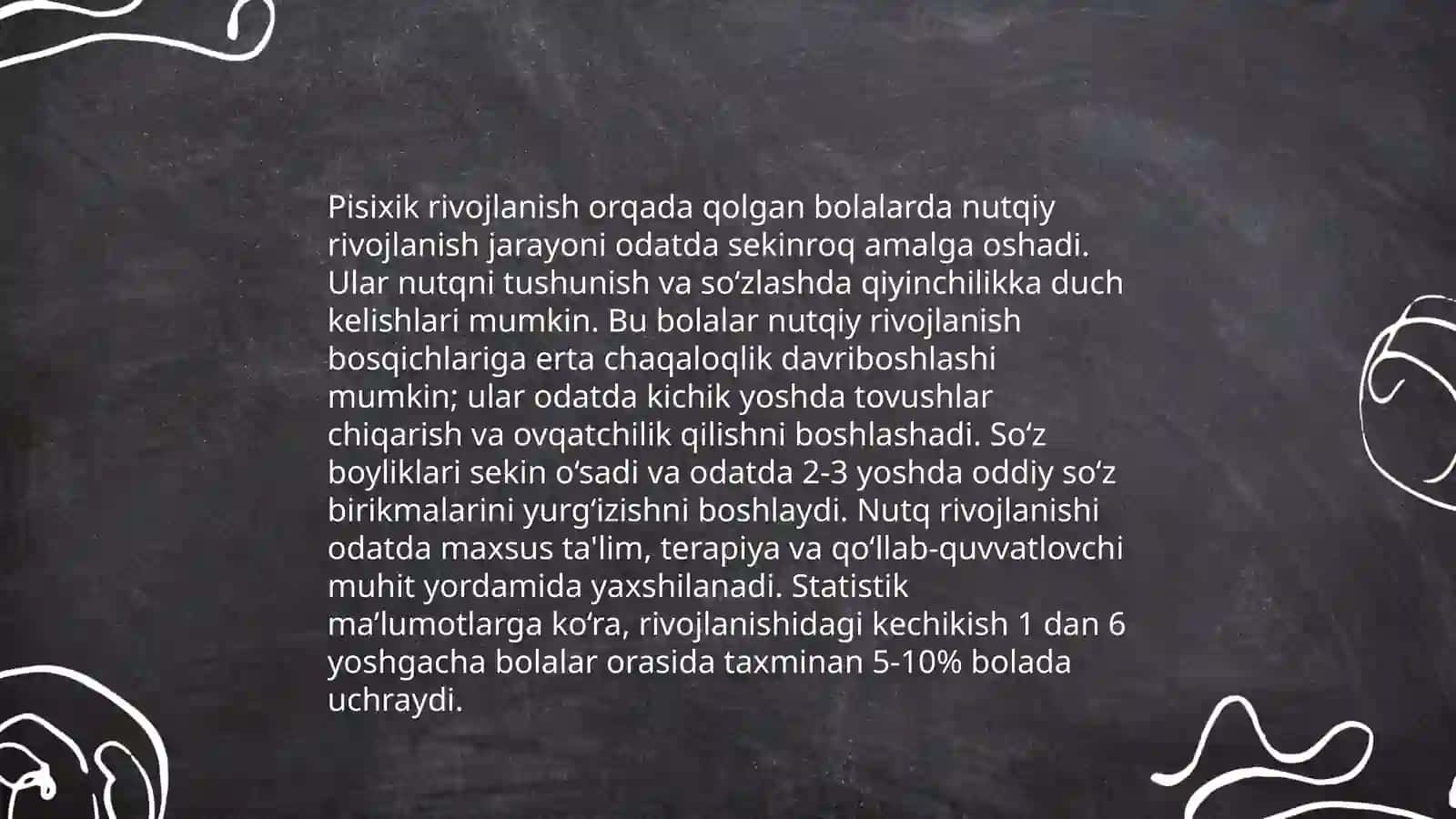 Pisixik rivojlanish orqada qolgan bolalar nutqiy rivojlanishining xususiyatlari va logopedik kareksiyaning asosiy yoʻnalishlari 3