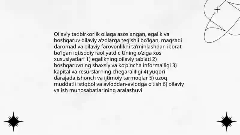 Oilaviy tadbirkorlikning xususiyatlari va tuzilmalari 3